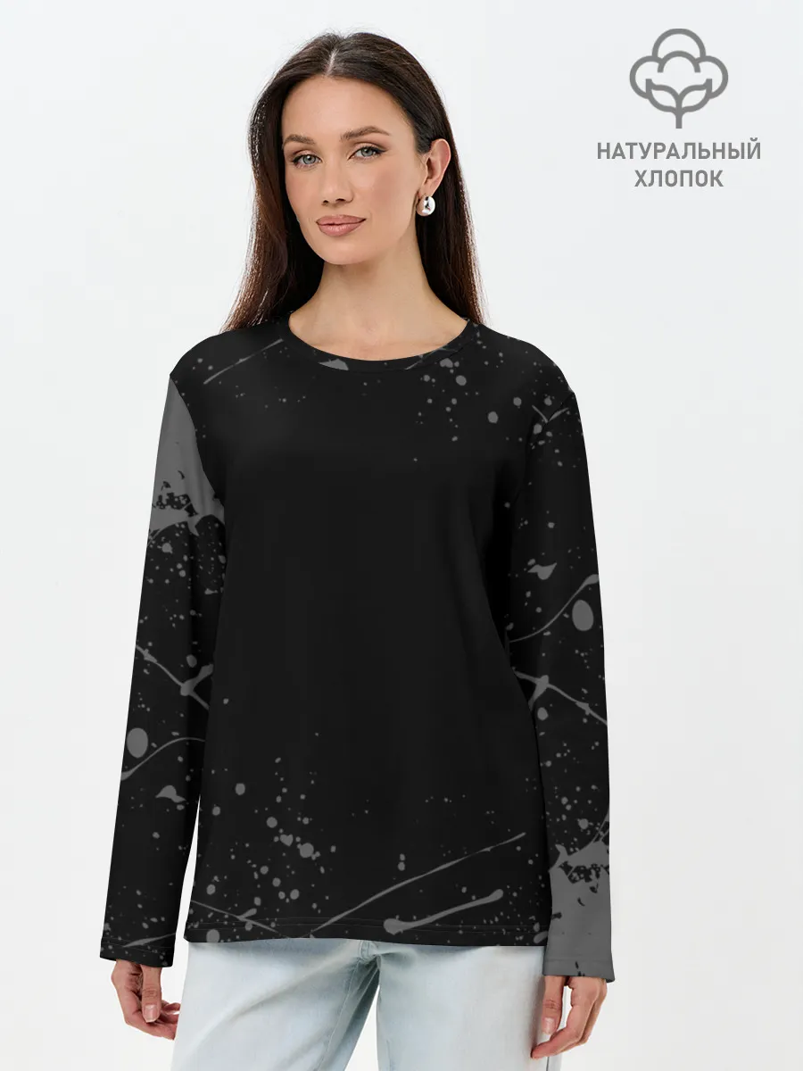Лонгслив женский. Хлопок / СЕРЫЕ БРЫЗГИ | GREY SPRAY