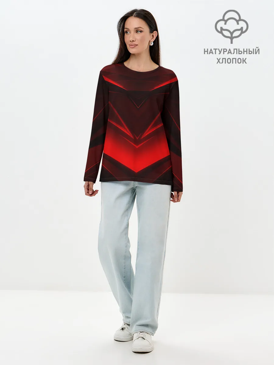 Лонгслив женский. Хлопок / GEOMETRY STRIPES | КРАСНАЯ ГЕОМЕТРИЯ