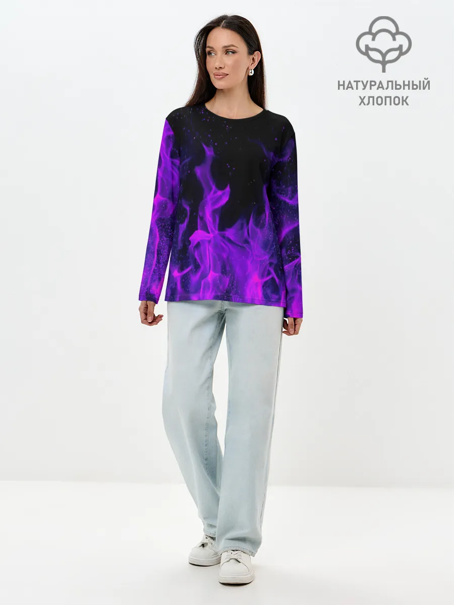 Лонгслив женский. Хлопок / ФИОЛЕТОВЫЙ ОГОНЬ | PURPLE FIRE