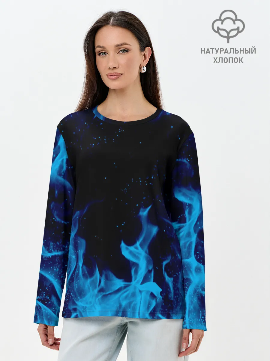 Лонгслив женский. Хлопок / СИНИЙ ОГОНЬ | BLUE FIRE