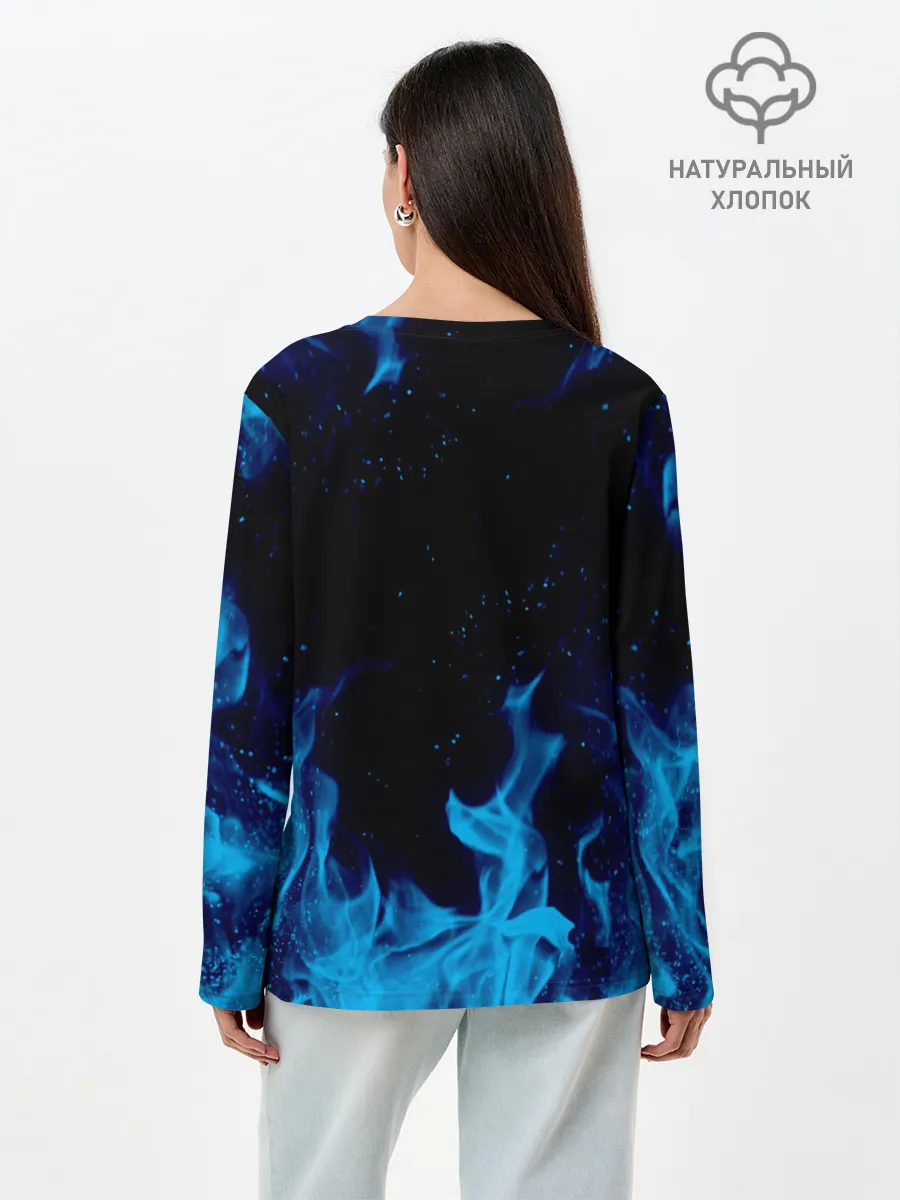 Лонгслив женский. Хлопок / СИНИЙ ОГОНЬ | BLUE FIRE