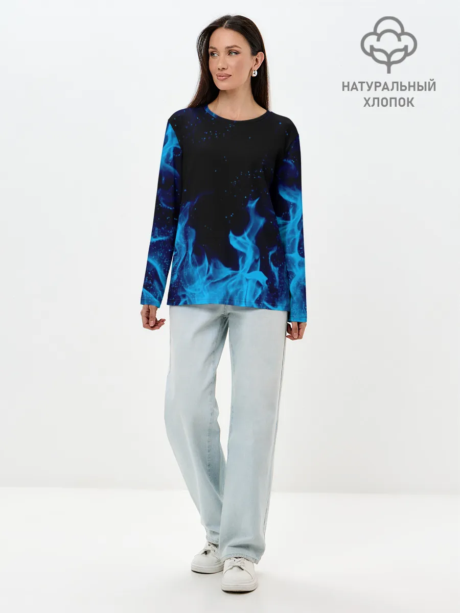 Лонгслив женский. Хлопок / СИНИЙ ОГОНЬ | BLUE FIRE