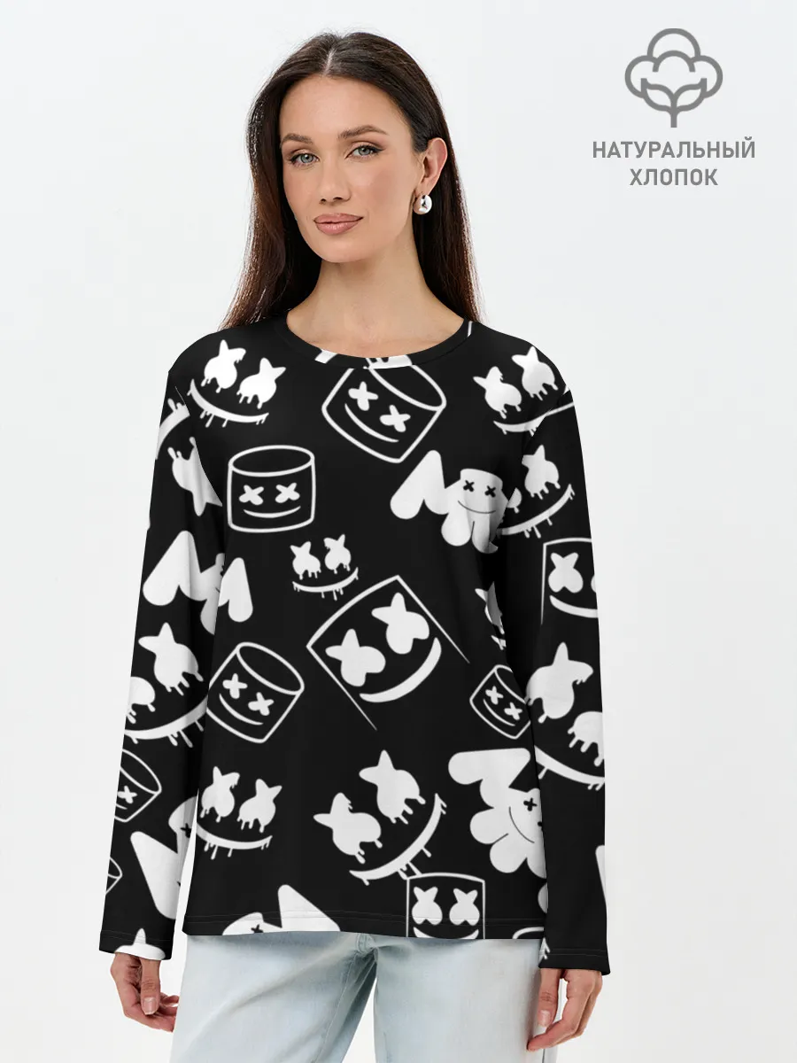 Лонгслив женский. Хлопок / Marshmello ЧБ