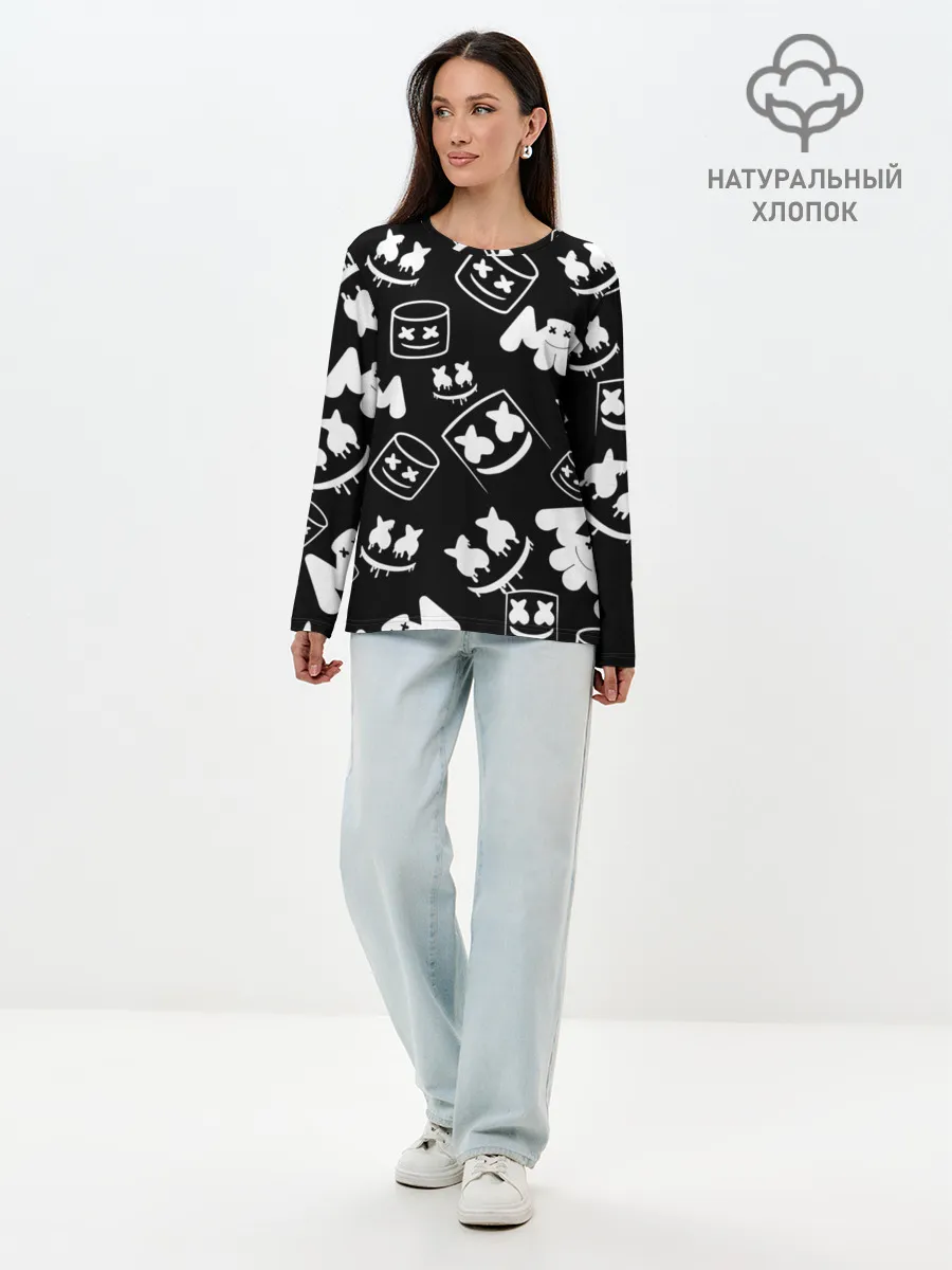 Лонгслив женский. Хлопок / Marshmello ЧБ