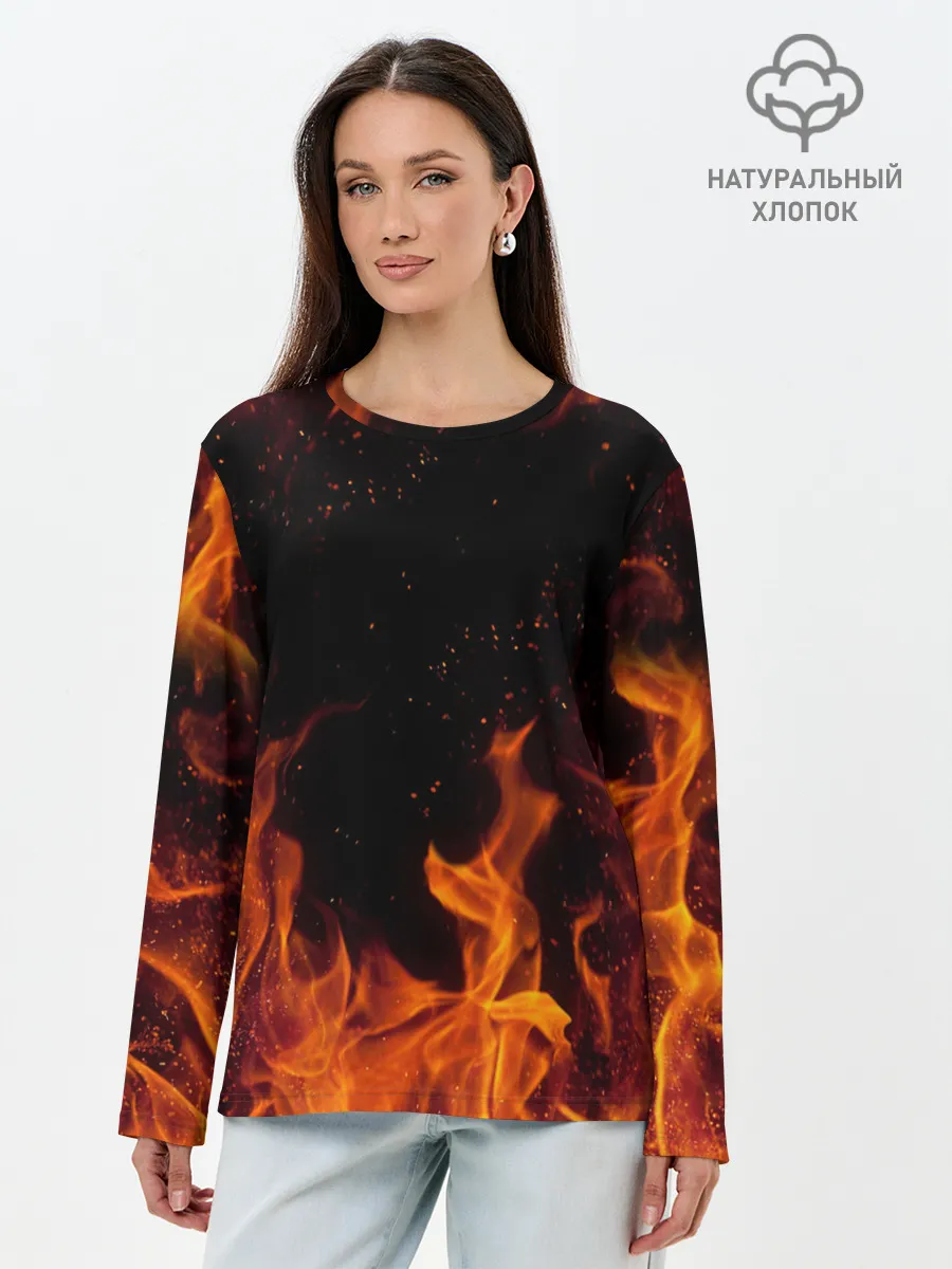 Лонгслив женский. Хлопок / ОГОНЬ | FIRE