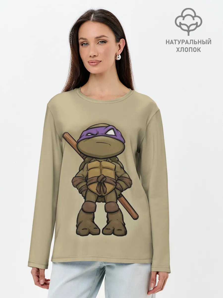 Лонгслив женский. Хлопок / ЧЕРЕПАШКИ - НИНДЗЯ