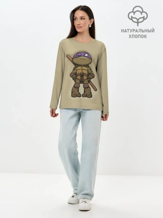 Лонгслив женский. Хлопок / ЧЕРЕПАШКИ - НИНДЗЯ