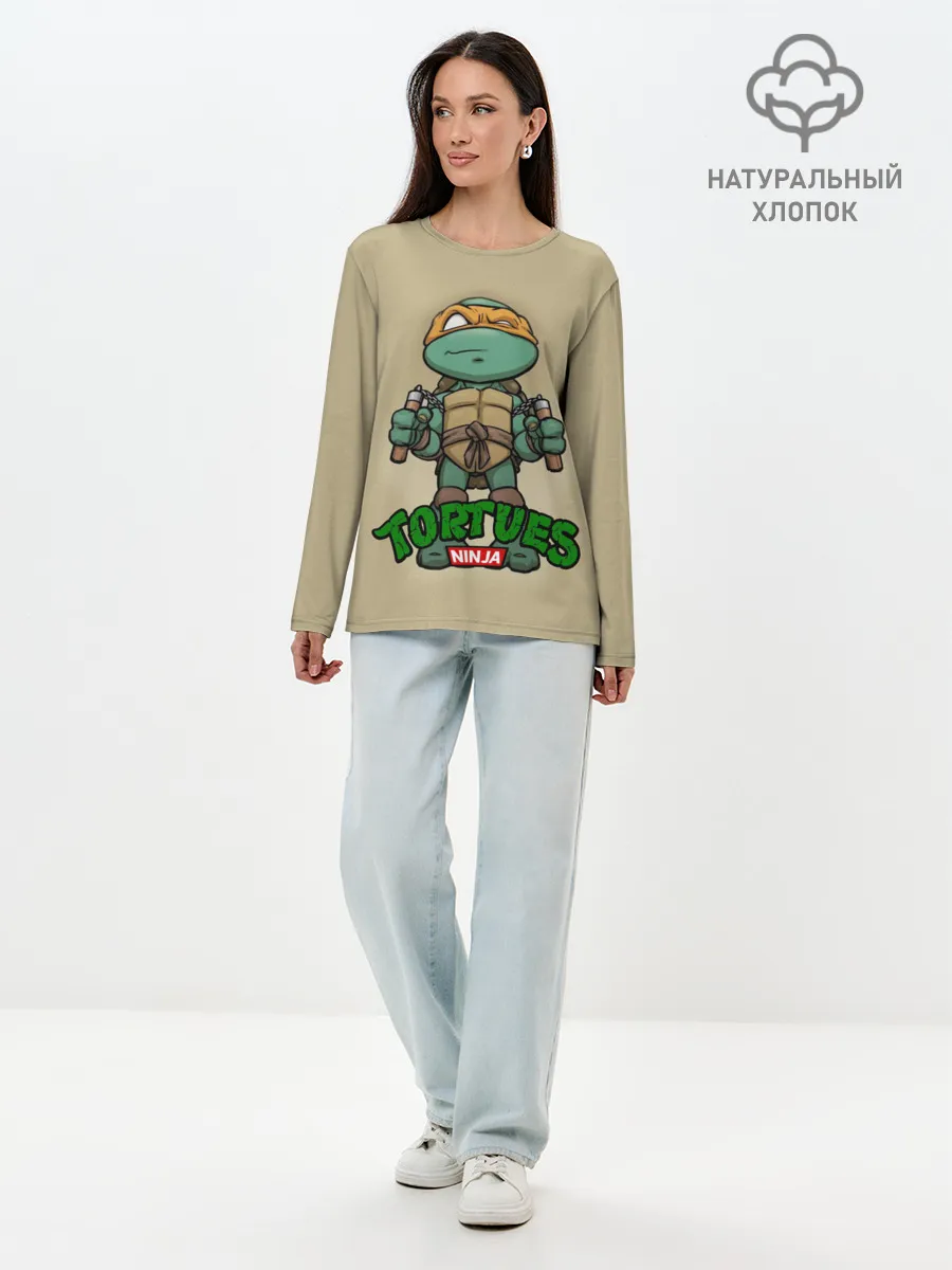 Лонгслив женский. Хлопок / ЧЕРЕПАШКИ - НИНДЗЯ