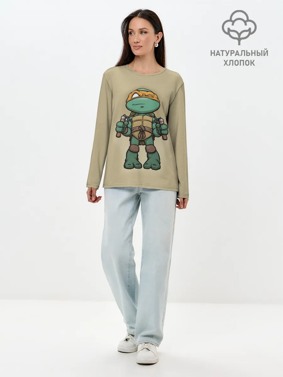 Лонгслив женский. Хлопок / ЧЕРЕПАШКИ - НИНДЗЯ