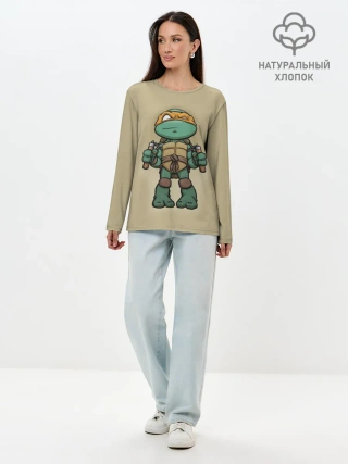 Лонгслив женский. Хлопок / ЧЕРЕПАШКИ - НИНДЗЯ