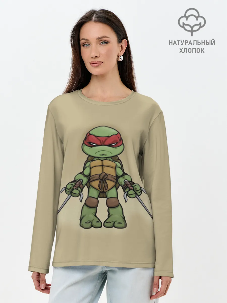 Лонгслив женский. Хлопок / ЧЕРЕПАШКИ - НИНДЗЯ