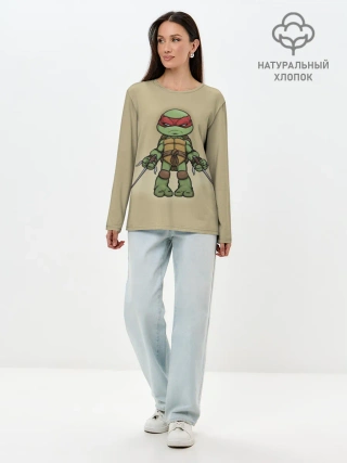 Лонгслив женский. Хлопок / ЧЕРЕПАШКИ - НИНДЗЯ