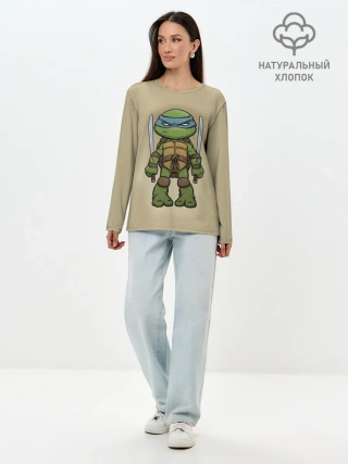 Лонгслив женский. Хлопок / ЧЕРЕПАШКИ - НИНДЗЯ
