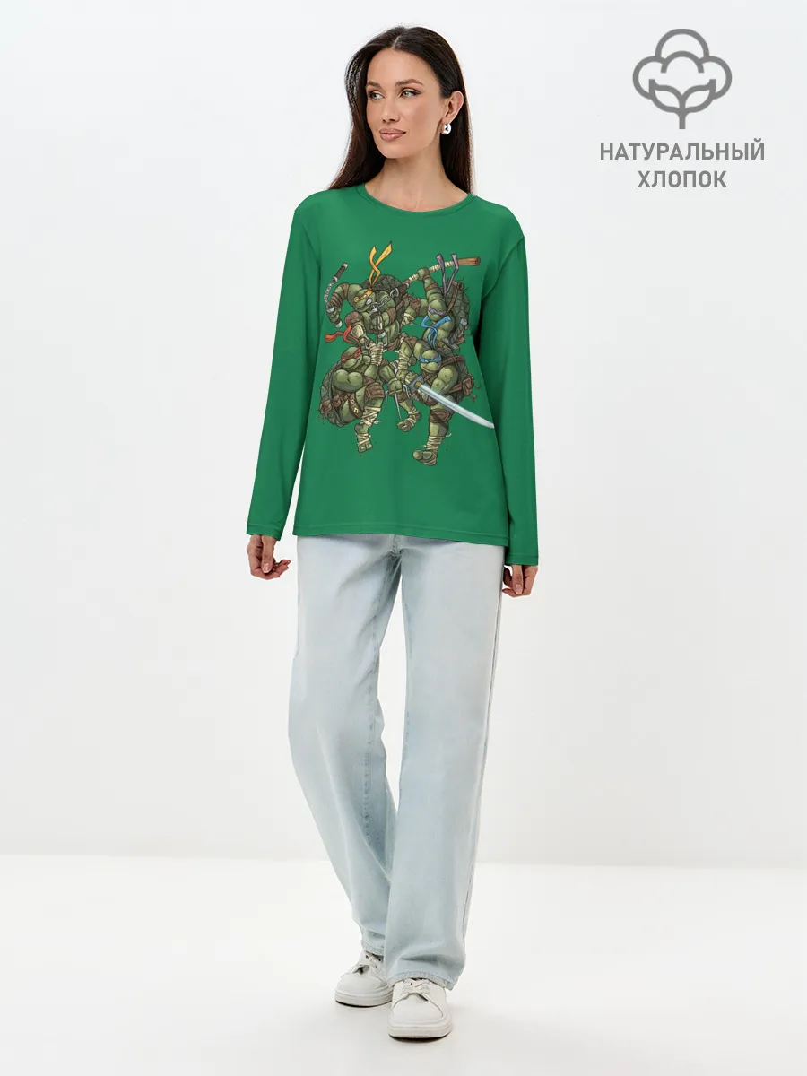 Лонгслив женский. Хлопок / Черепашки Ниндзя