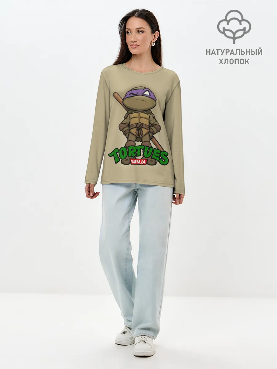 Лонгслив женский. Хлопок / ЧЕРЕПАШКИ - НИНДЗЯ