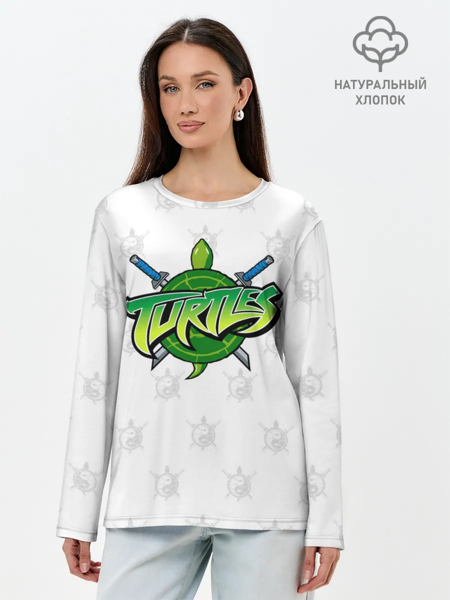 Лонгслив женский. Хлопок / Черепашки - ниндзя