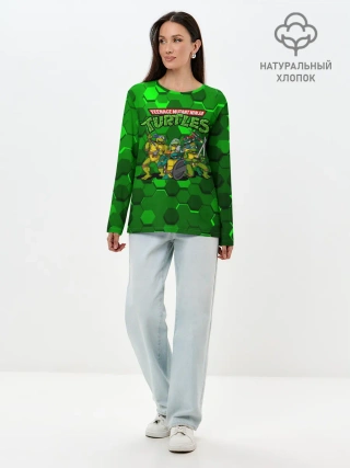 Лонгслив женский. Хлопок / ЧЕРЕПАШКИ - НИНДЗЯ
