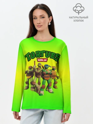 Лонгслив женский. Хлопок / ЧЕРЕПАШКИ - НИНДЗЯ