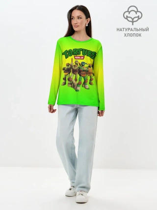Лонгслив женский. Хлопок / ЧЕРЕПАШКИ - НИНДЗЯ