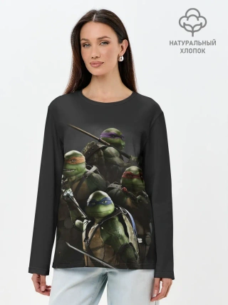 Лонгслив женский. Хлопок / ЧЕРЕПАШКИ - НИНДЗЯ
