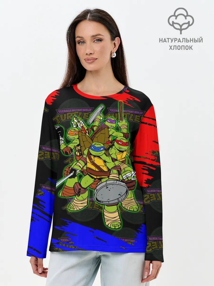 Лонгслив женский. Хлопок / Черепашки Ниндзя