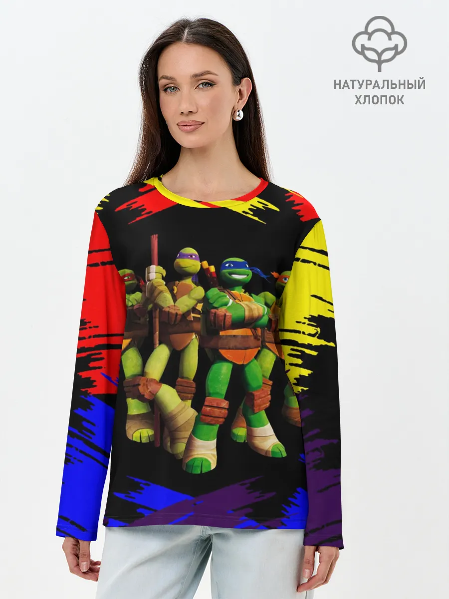 Лонгслив женский. Хлопок / Супер Ниндзя Черепашки