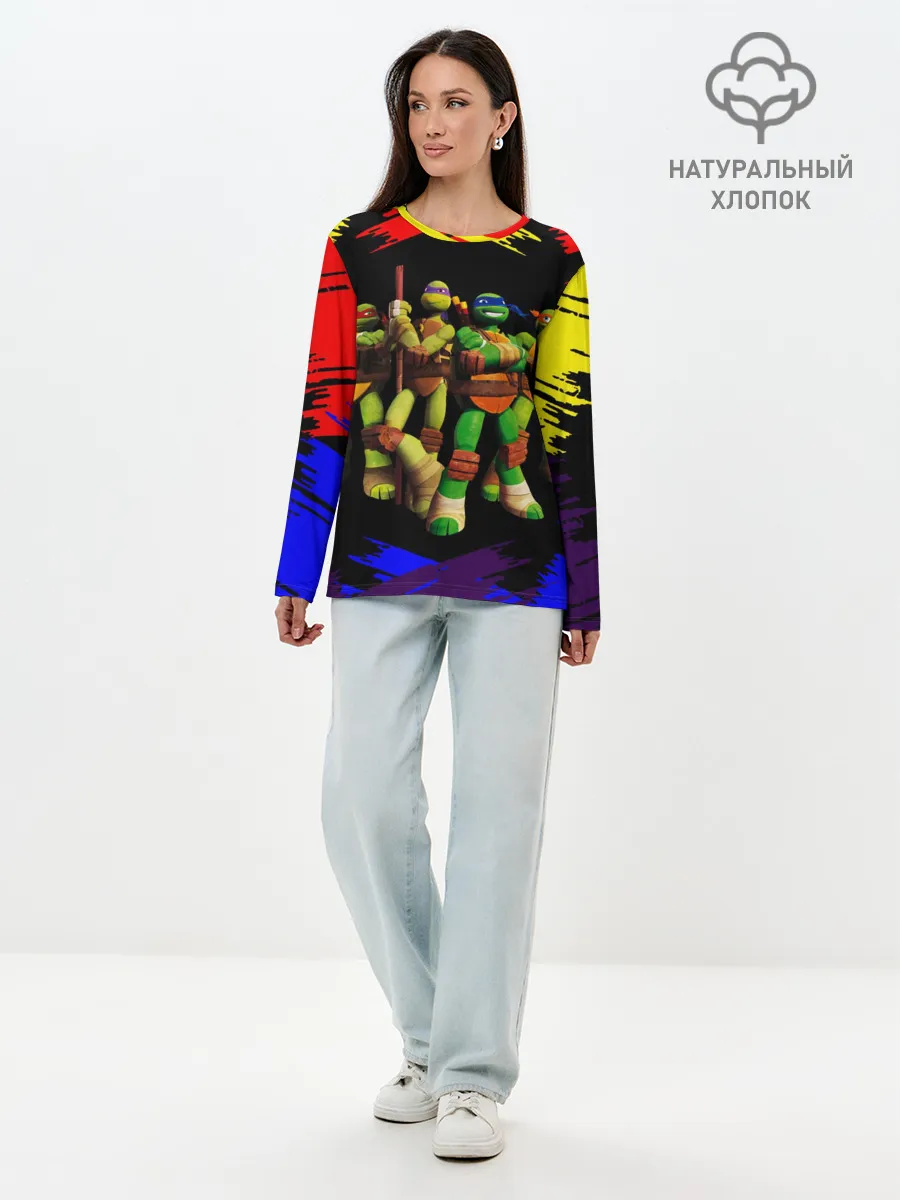 Лонгслив женский. Хлопок / Супер Ниндзя Черепашки