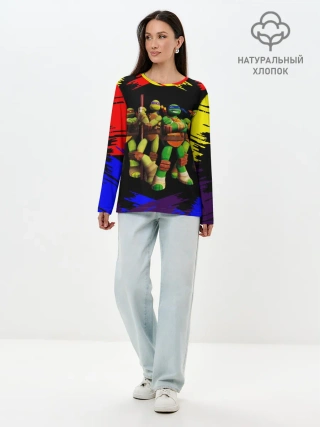 Лонгслив женский. Хлопок / Супер Ниндзя Черепашки