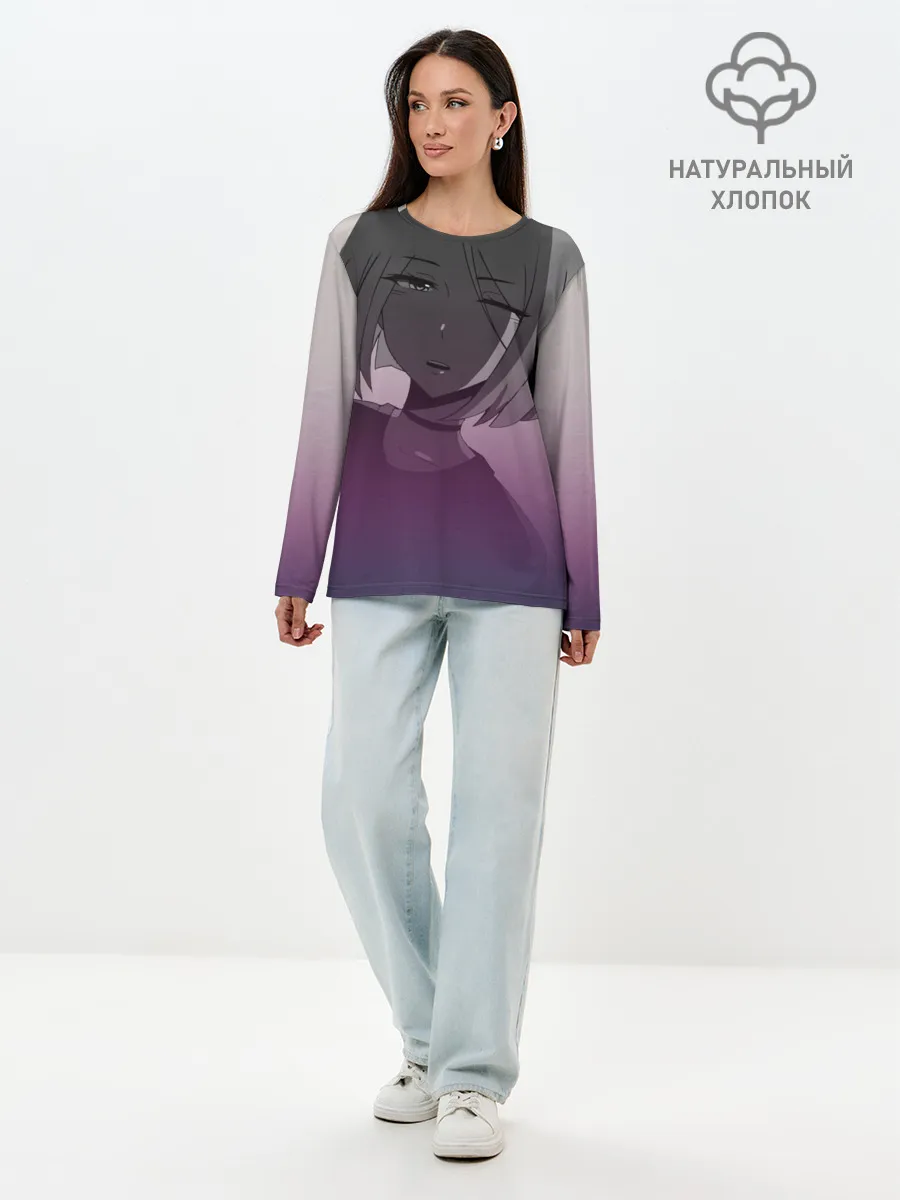 Лонгслив женский. Хлопок / Аниме девочка в тумане