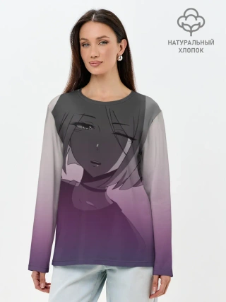 Лонгслив женский. Хлопок / Аниме девочка в тумане