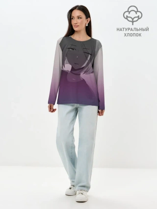 Лонгслив женский. Хлопок / Аниме девочка в тумане