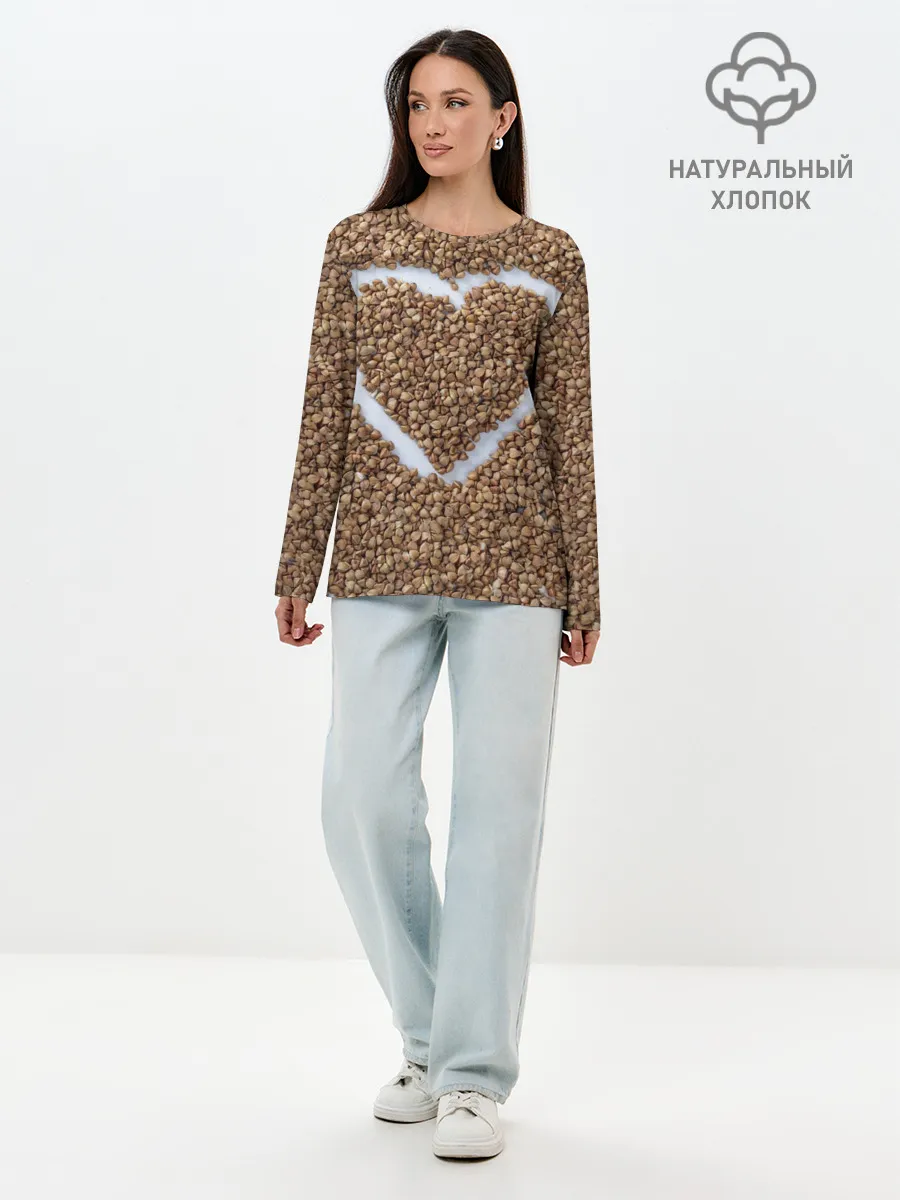 Лонгслив женский. Хлопок / i love гречка