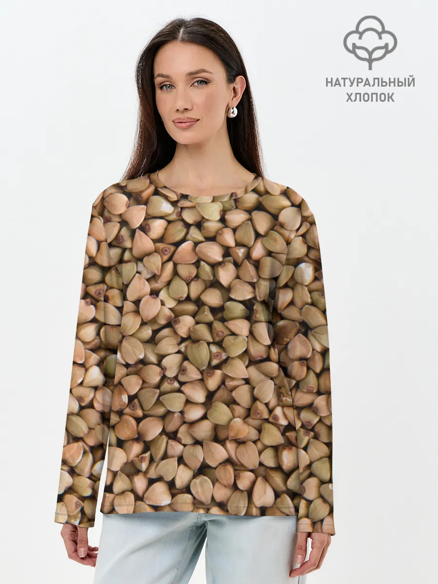 Лонгслив женский. Хлопок / Гречка Греча