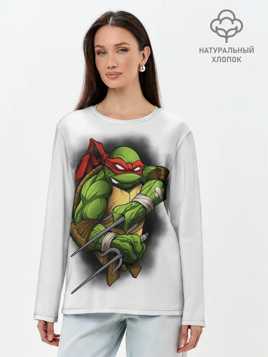 Лонгслив женский. Хлопок / Черепашки-ниндзя