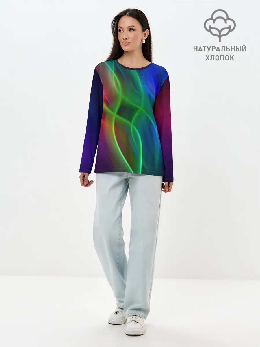 Лонгслив женский. Хлопок / НЕОНОВАЯ АБСТРАКЦИЯ