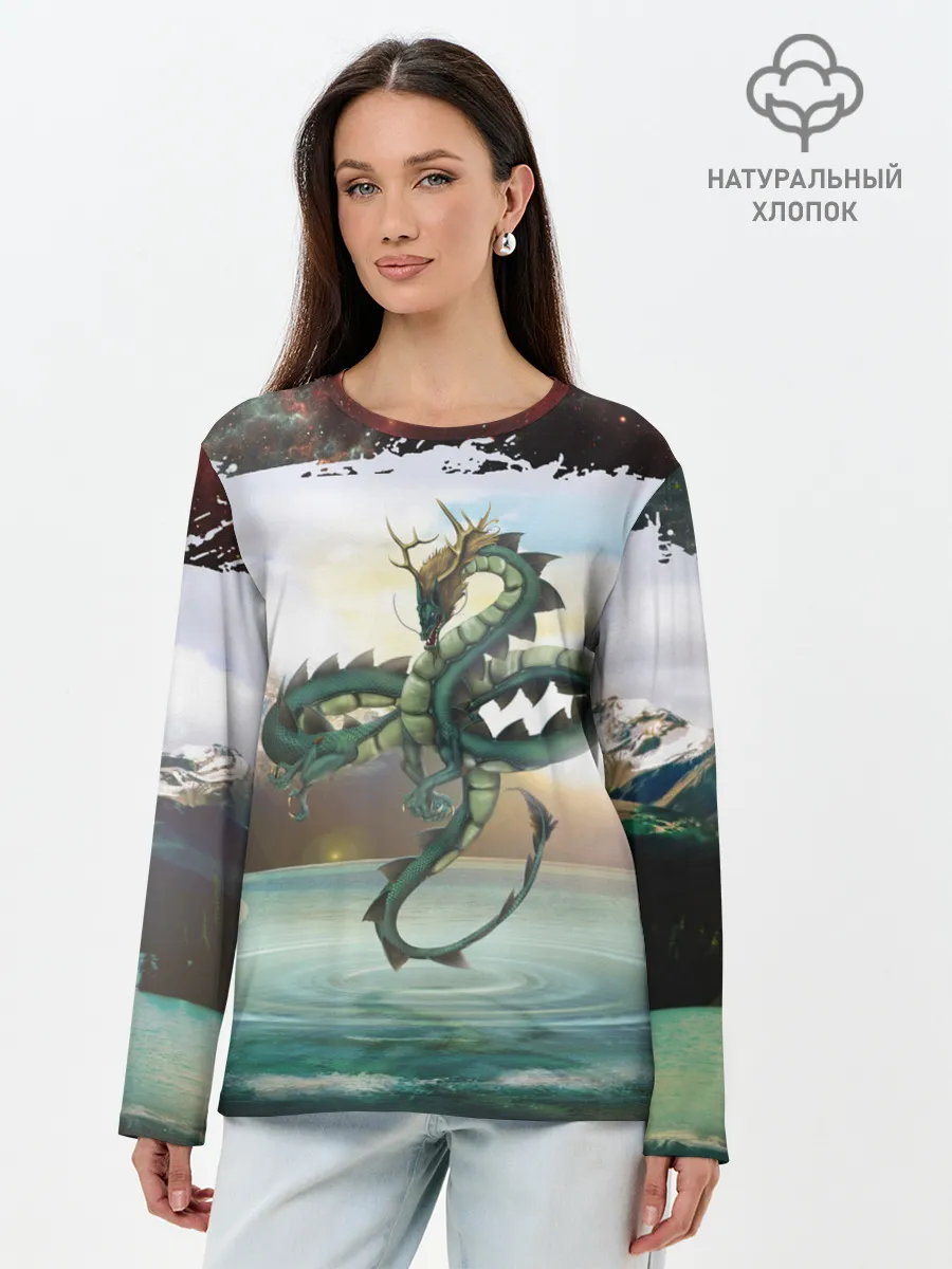 Лонгслив женский. Хлопок / Дракон | Dragon