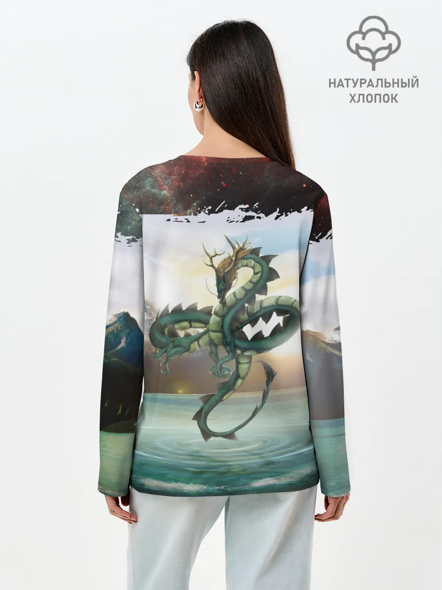 Лонгслив женский. Хлопок / Дракон | Dragon