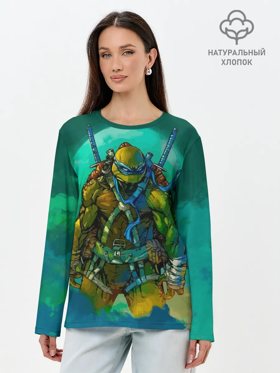 Лонгслив женский. Хлопок / Черепашки ниндзя