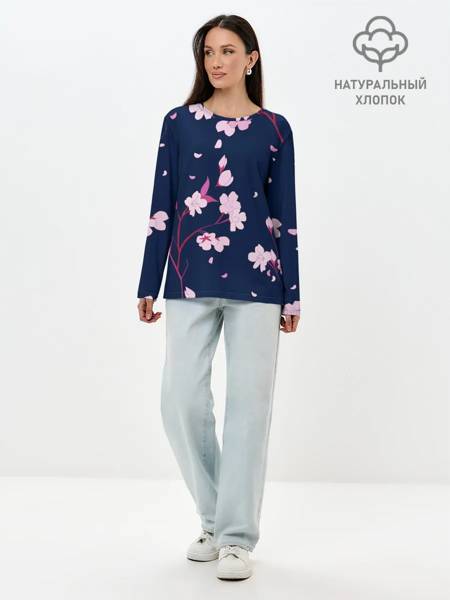 Лонгслив женский. Хлопок / Сакура