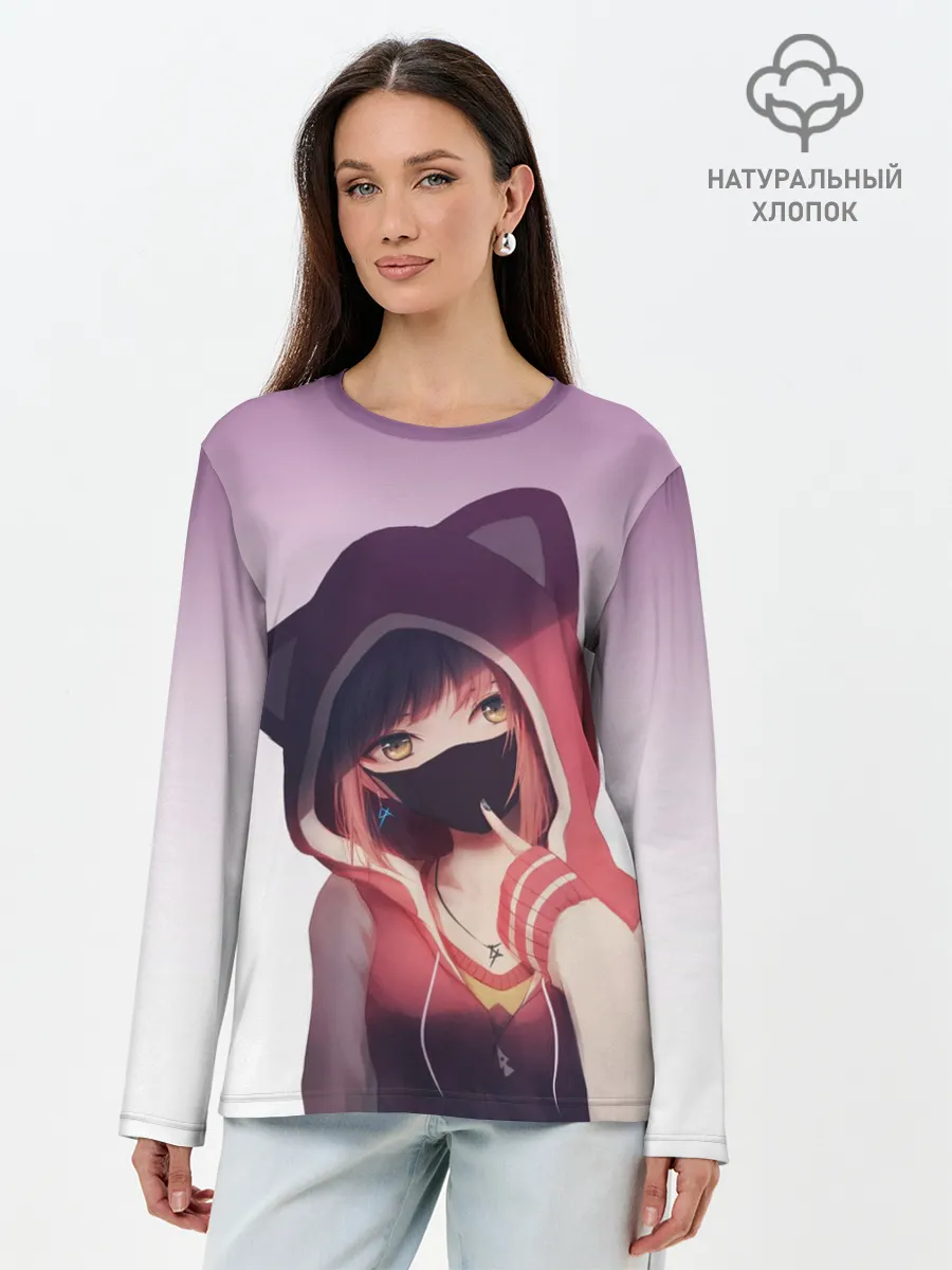 Лонгслив женский. Хлопок / Аниме. Маска