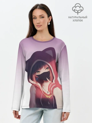 Лонгслив женский. Хлопок / Аниме. Маска