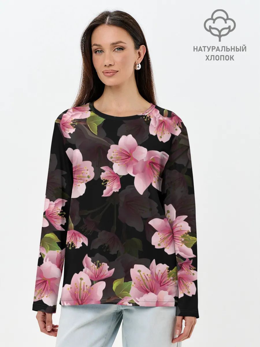 Лонгслив женский. Хлопок / САКУРА ВИШНЯ