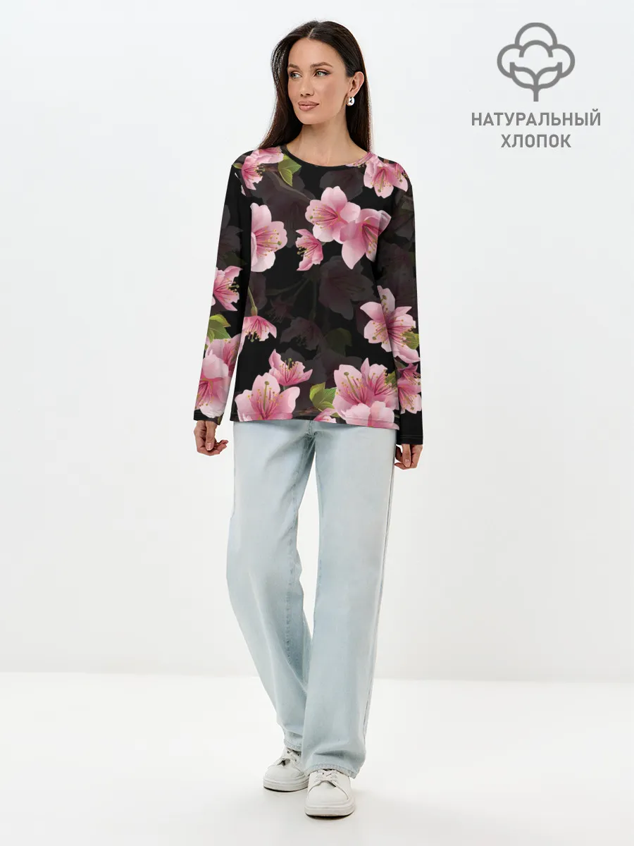 Лонгслив женский. Хлопок / САКУРА ВИШНЯ