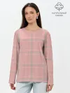 Лонгслив женский. Хлопок / Шотландка Розовая