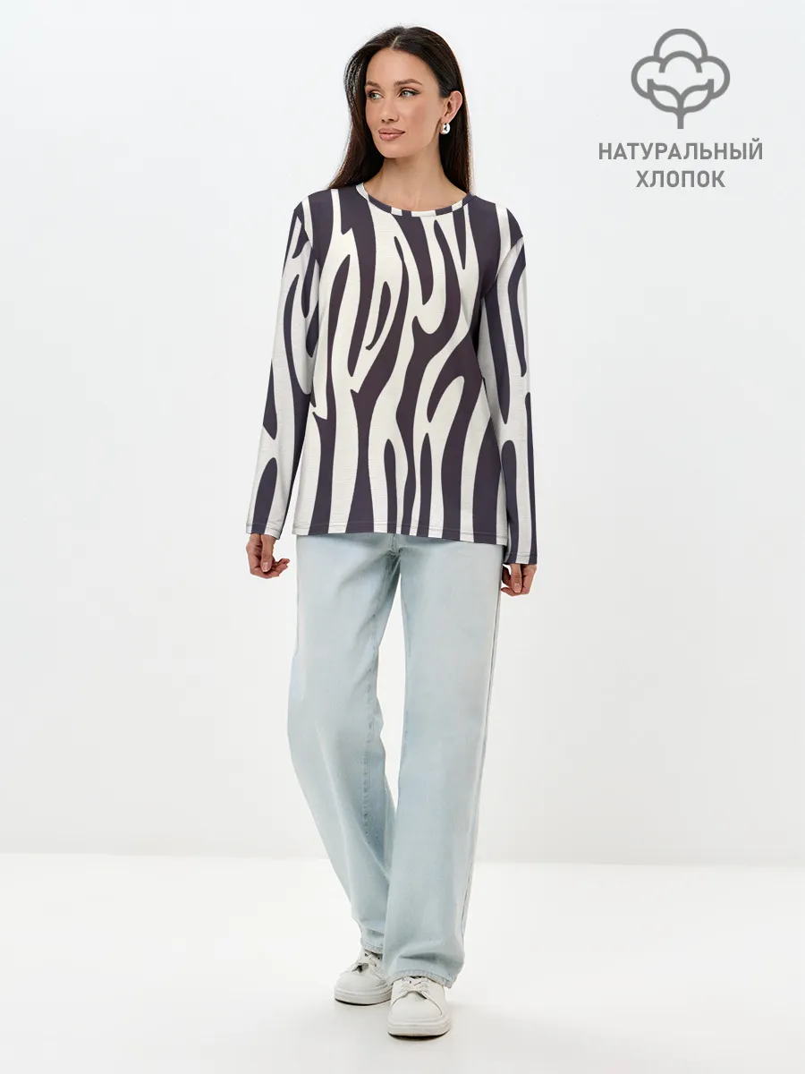 Лонгслив женский. Хлопок / Я зебра