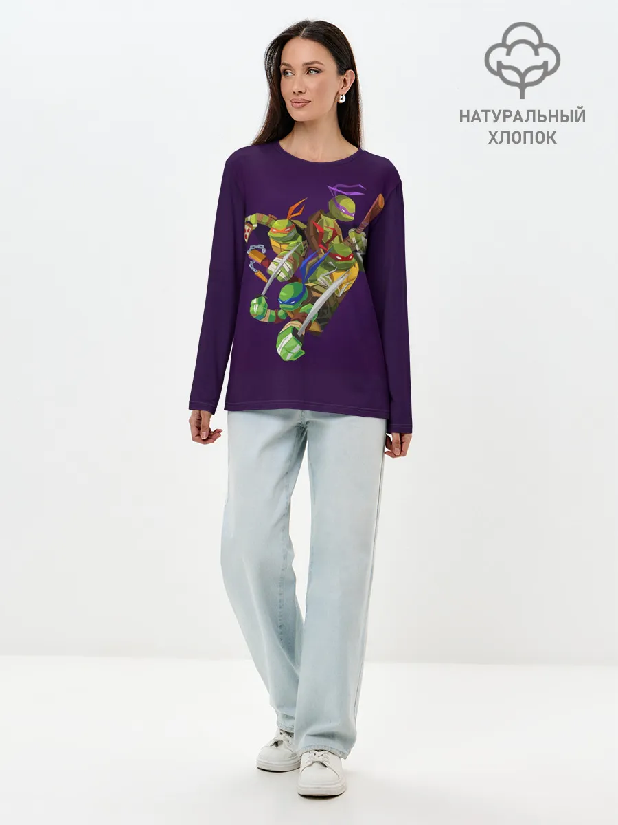 Лонгслив женский. Хлопок / ЧЕРЕПАШКИ НИНДЗЯ