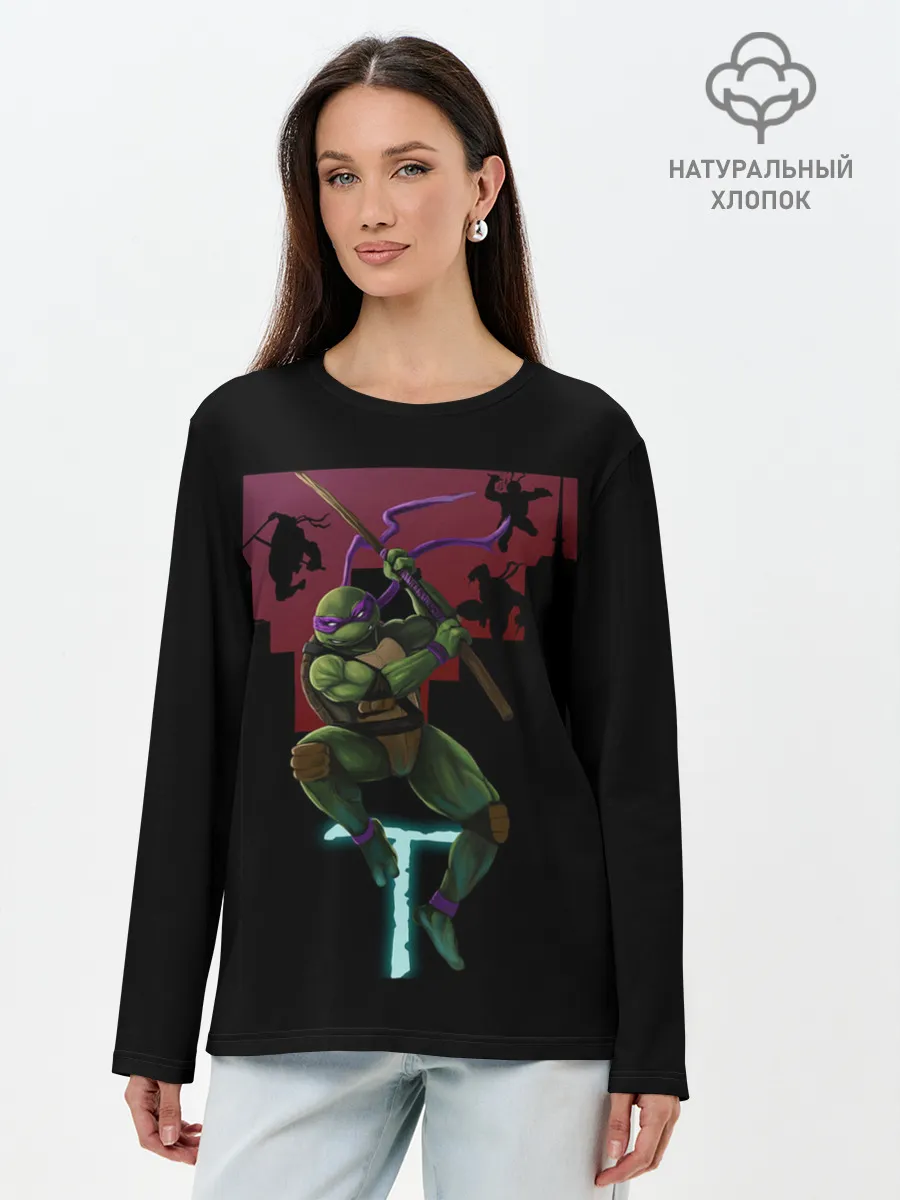 Лонгслив женский. Хлопок / Черепашки-ниндзя