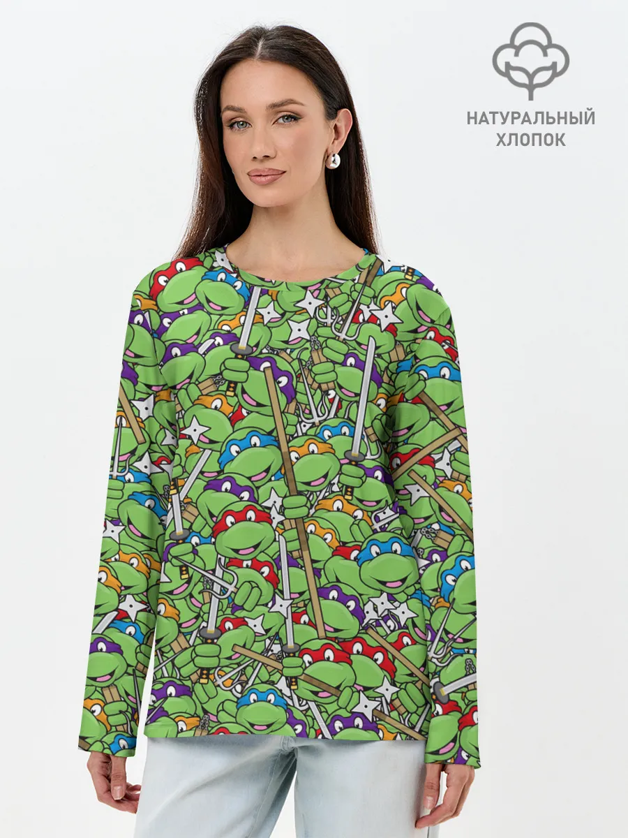 Лонгслив женский. Хлопок / Черепашки ниндзя