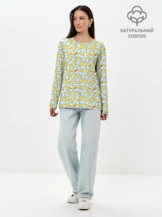 Лонгслив женский. Хлопок / Пикачу.