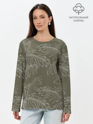 Лонгслив женский. Хлопок / листья пальмы
